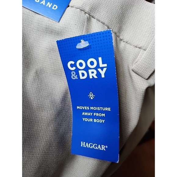Haggar Cool Right Performance Flex Classic Fit Dress Pants Mens 34x29 Beige NEW - Picture 8 of 10